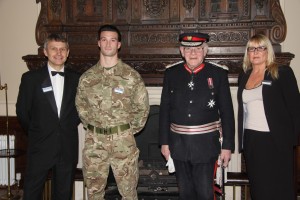 Reservist SAC Drew Watkins of 2623 Squadron RAuxAF with his employers Castle Point Borough Council, Andrew Roby-Smith and Melanie Harris. 
