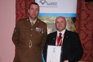Reservist and Basil Hirniak, Collections Manager at Royal Mail with his MOD Silver Award  
