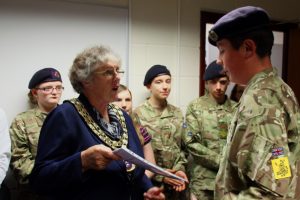 Mayor gives cadet certificate at Watton Cadet Cetnre inauguration