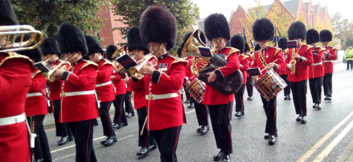 reservists march in freedom parade led-by-the-band-of-the irish guards