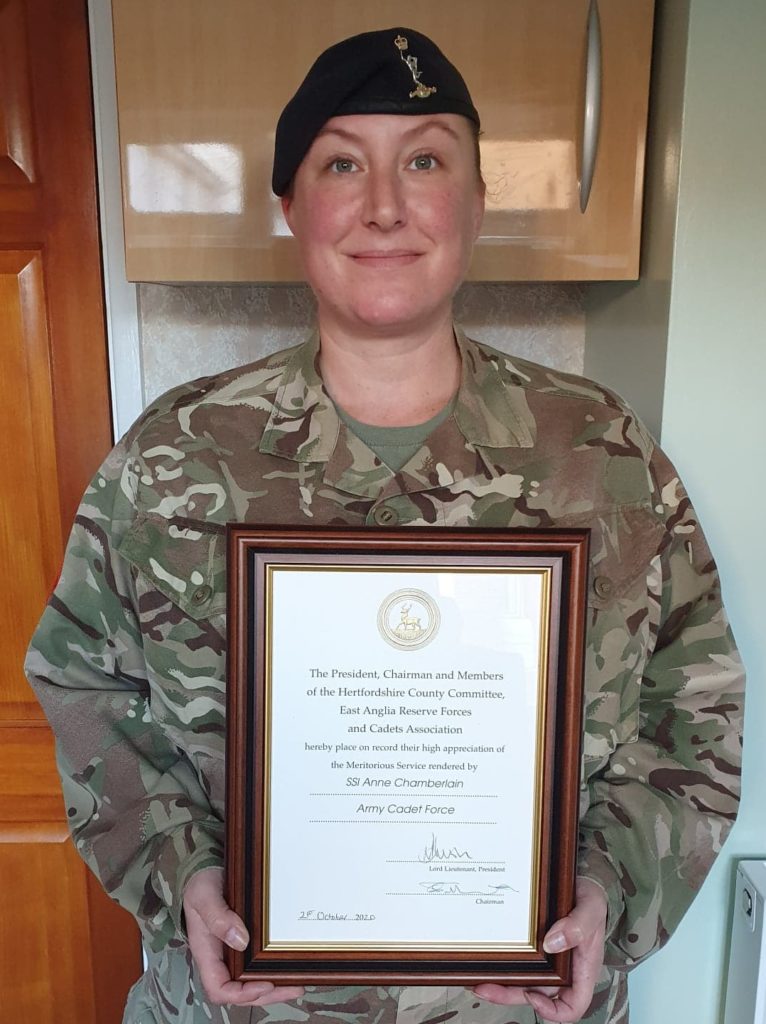 SSI Chamberlain with her certificate