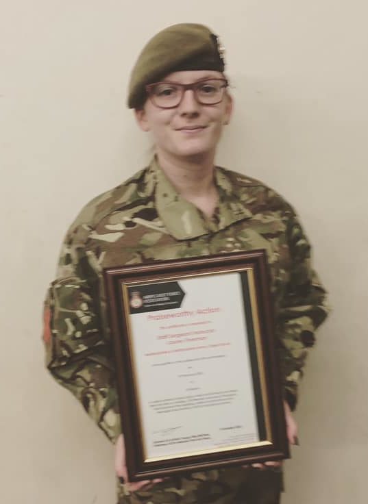 SSI Freeman with her certificate