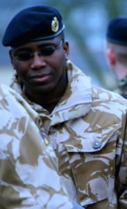 Babatunde Adeyeye in Army Reservist uniform during pre-deployment training 
