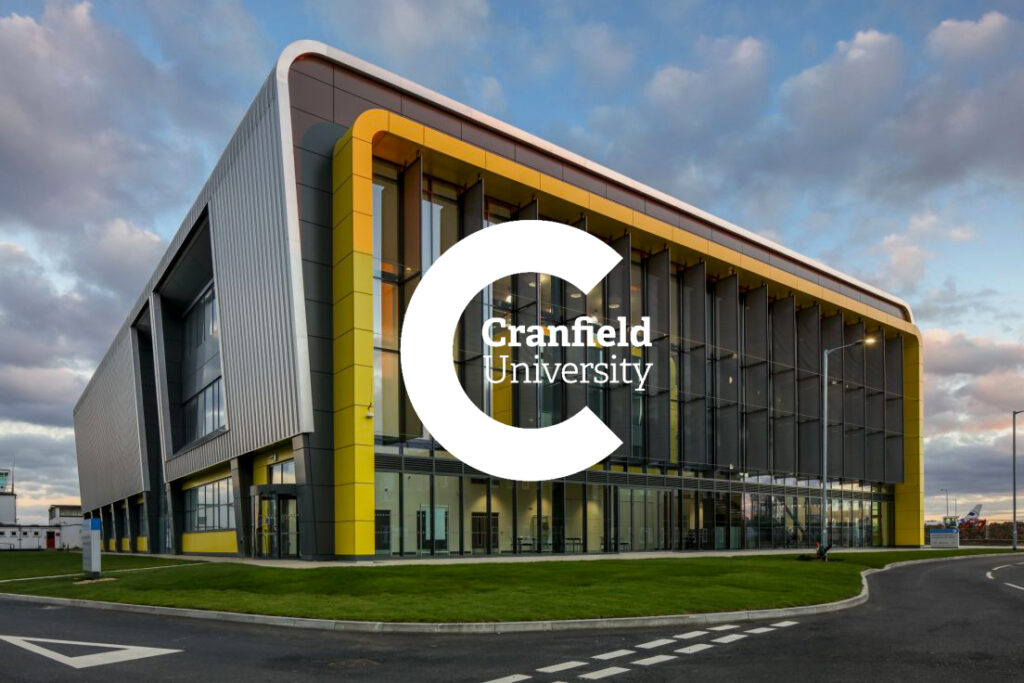 Cranfield university building with logo