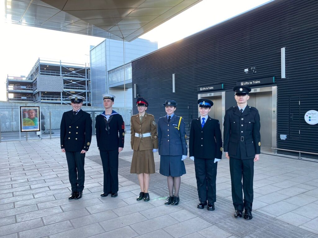 Bedfordshire Lord lieutenant's Cadets stand to attention