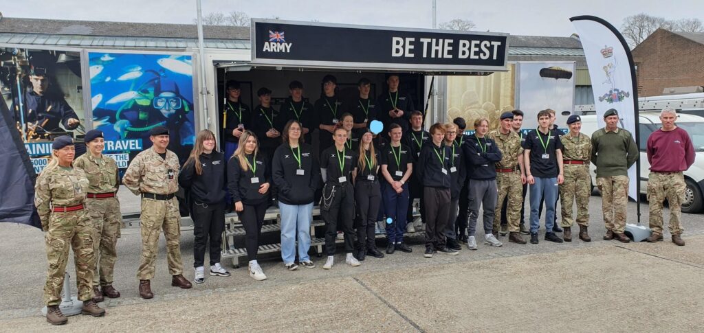 reservists hosting a recuriting event for students at Colchester Institute