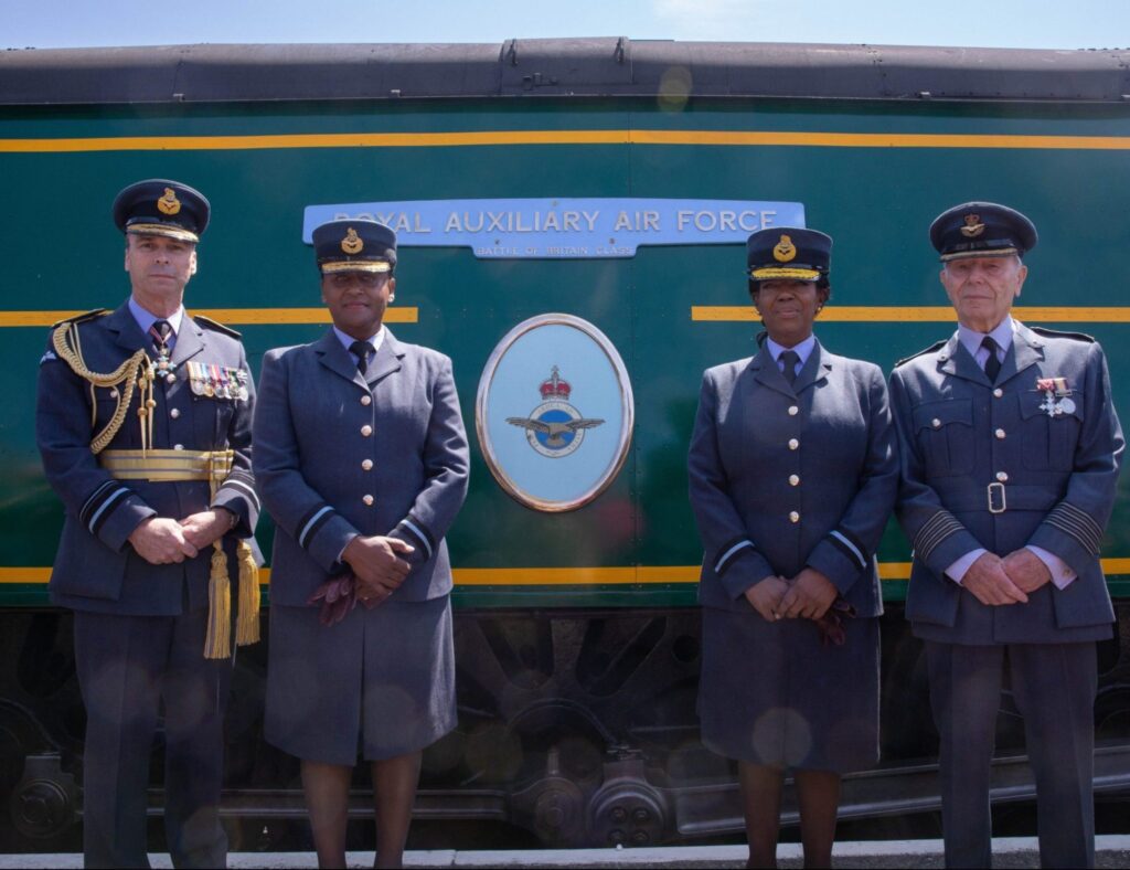 The Force’s Commandant General, Air Vice-Marshal Ranald Munro, Honorary Air Commodores Veronica Pickering, Dr Marcia McLaughlin of 504 and 7644 Squadrons respectively, Foundation Chairman, Group Captain Richard Mighall.