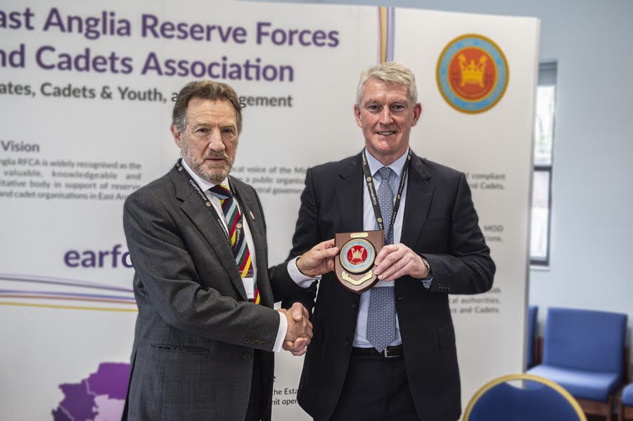 President of East Anglia RFCA Robert Voss with Ian Twinley